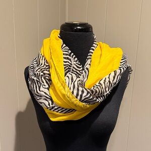B19 2 Chic Vibrant Yellow and Zebra Print Scarf Preppy Outdoor Sheer